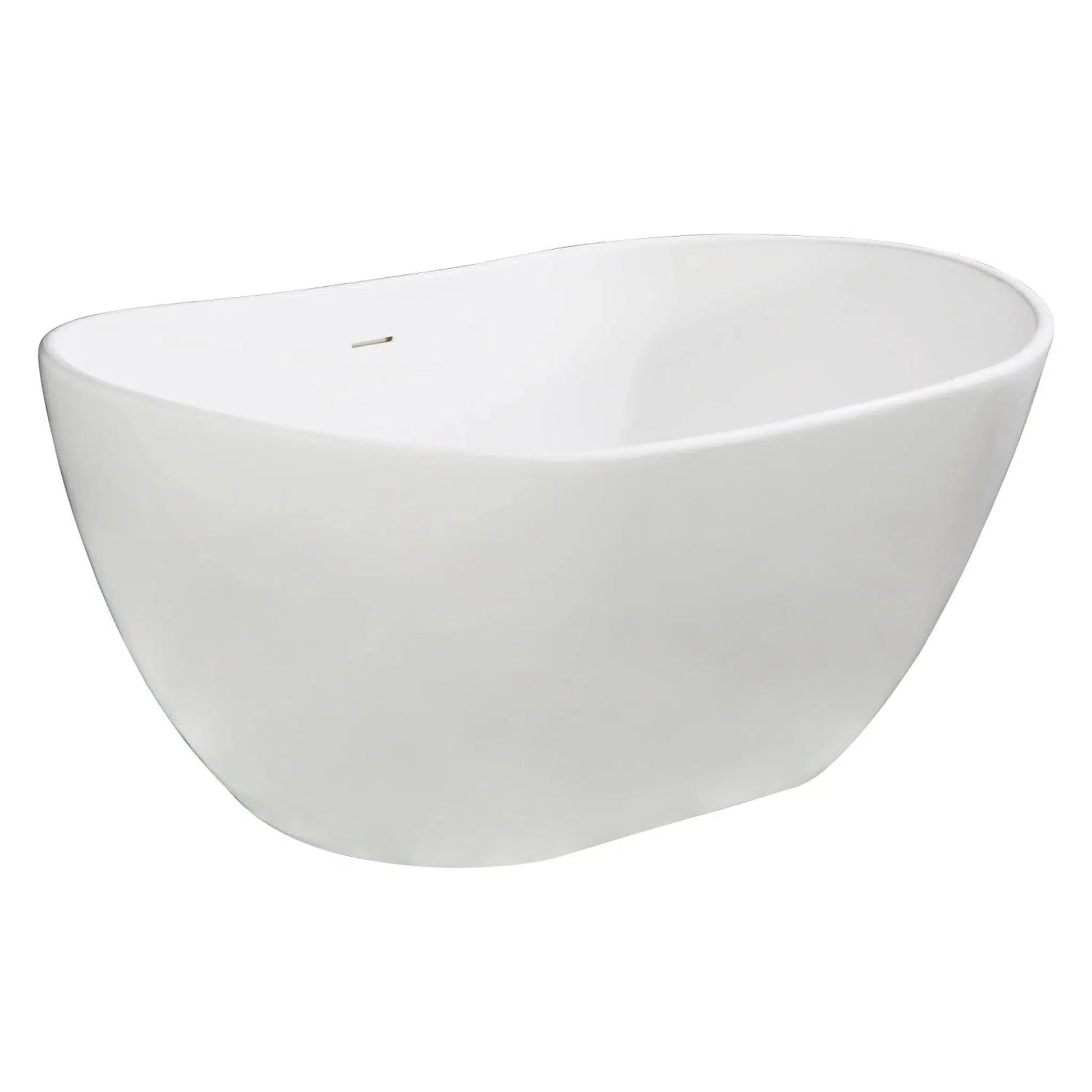 Kingston Brass Aqua Eden Arcticstone 56" x 32" Matte White Solid Surface Stone Freestanding Bathtub With Drain and Overflow