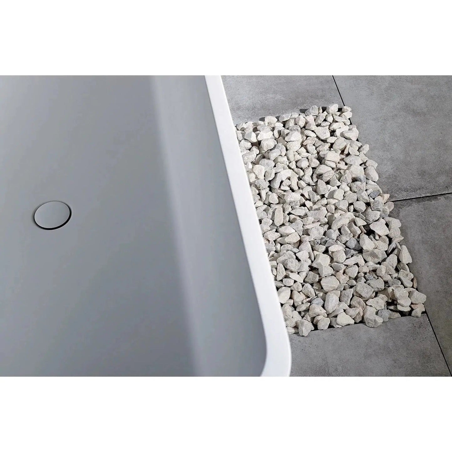 Kingston Brass Aqua Eden Arcticstone 59" x 27" Matte White Solid Surface Stone Freestanding Bathtub With Drain and Overflow