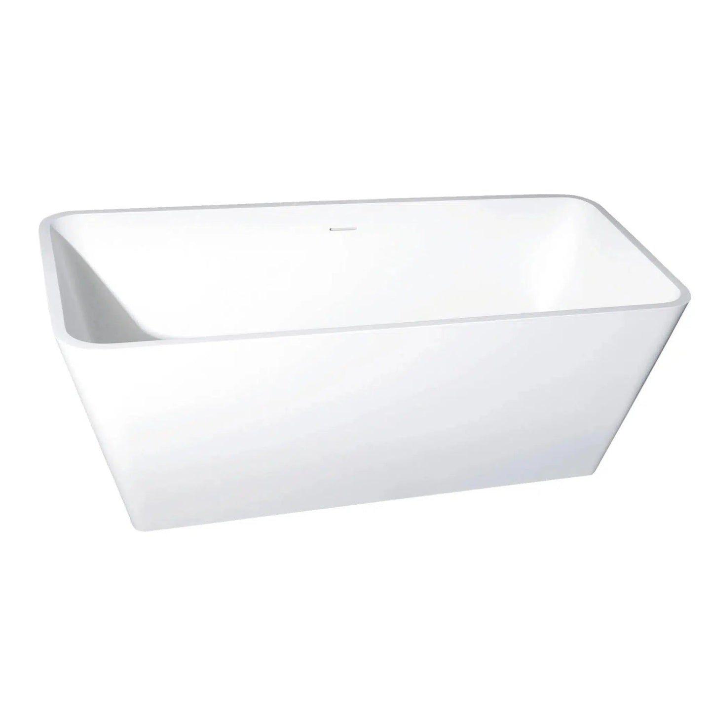 Kingston Brass Aqua Eden Arcticstone 59" x 27" Matte White Solid Surface Stone Freestanding Bathtub With Drain and Overflow