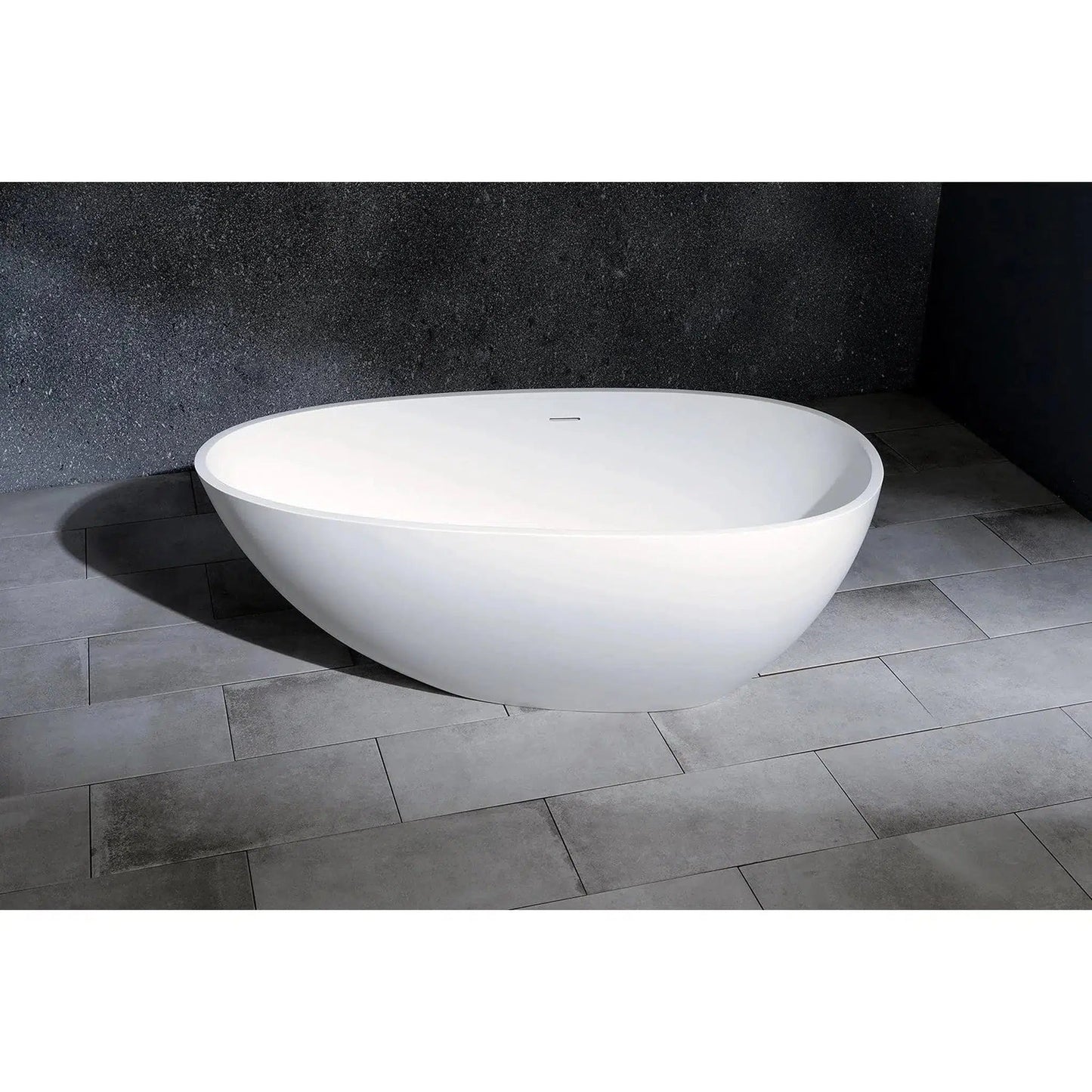 Kingston Brass Aqua Eden Arcticstone 59" x 30" Matte White Solid Surface Stone Freestanding Bathtub With Drain and Overflow