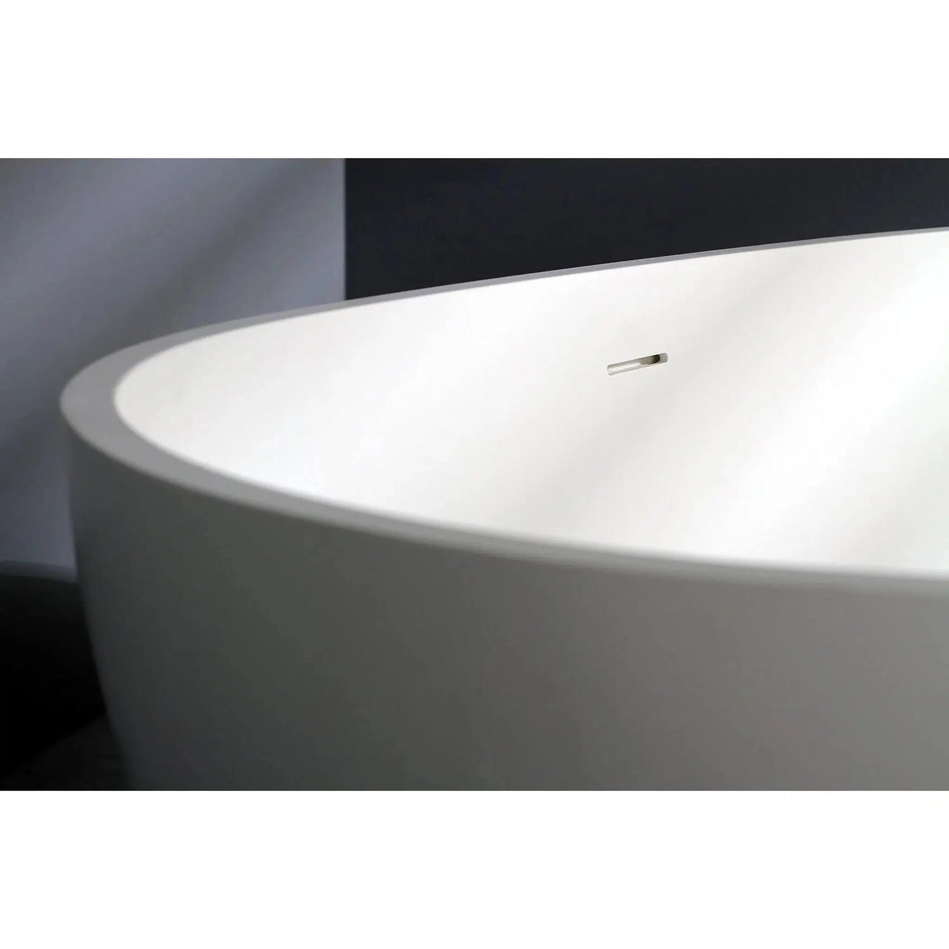 Kingston Brass Aqua Eden Arcticstone 59" x 30" Matte White Solid Surface Stone Freestanding Bathtub With Drain and Overflow