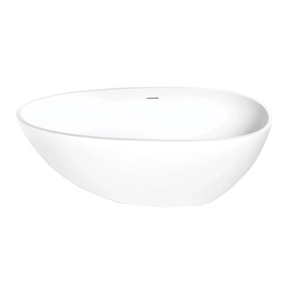 Kingston Brass Aqua Eden Arcticstone 59" x 30" Matte White Solid Surface Stone Freestanding Bathtub With Drain and Overflow