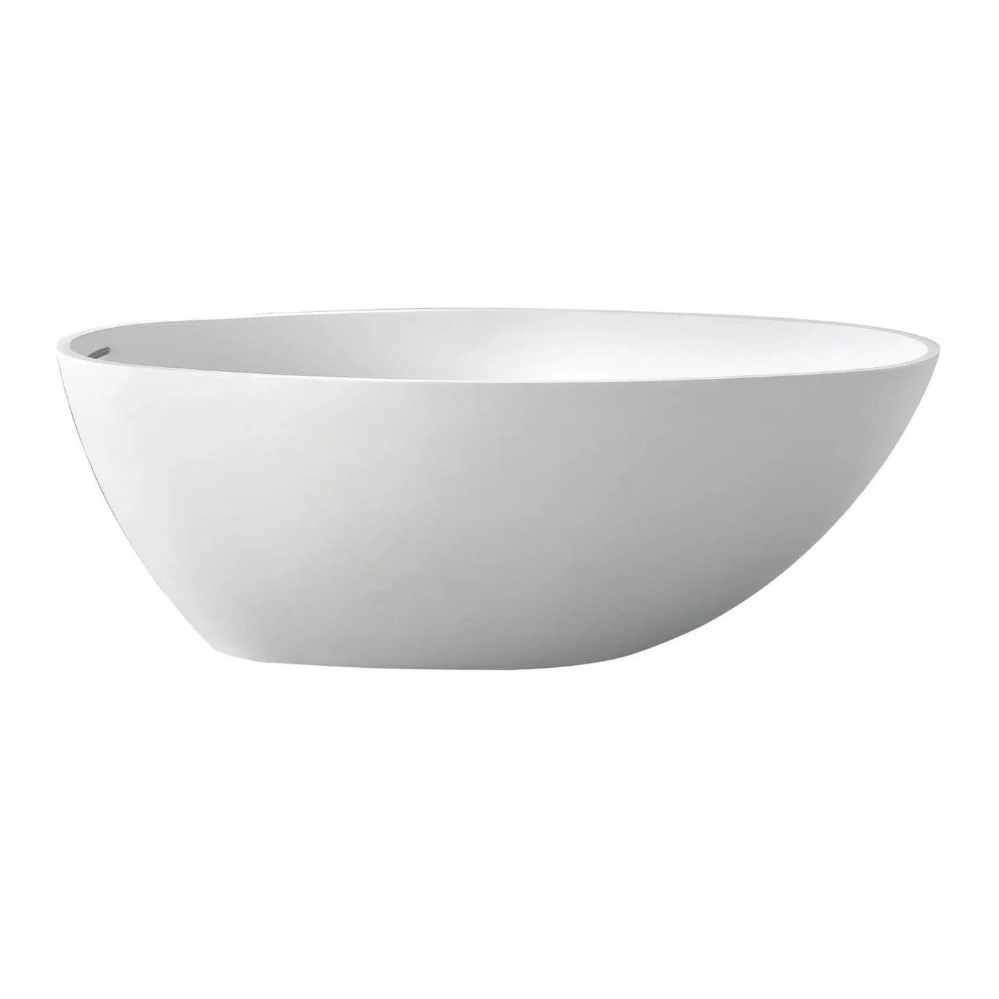 Kingston Brass Aqua Eden Arcticstone 63" x 30" Matte White Solid Surface Stone Freestanding Bathtub With Drain and Overflow