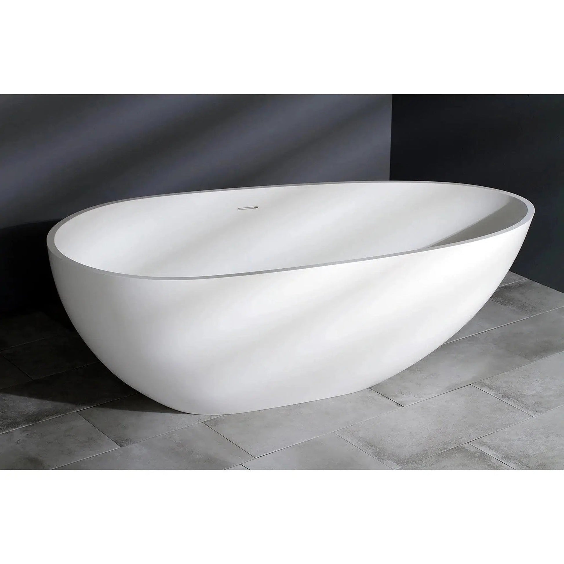 Kingston Brass Aqua Eden Arcticstone 67" x 34" Matte White Solid Surface Stone Freestanding Bathtub With Drain and Overflow