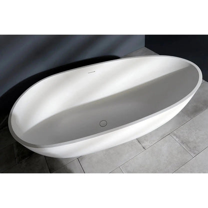 Kingston Brass Aqua Eden Arcticstone 67" x 34" Matte White Solid Surface Stone Freestanding Bathtub With Drain and Overflow