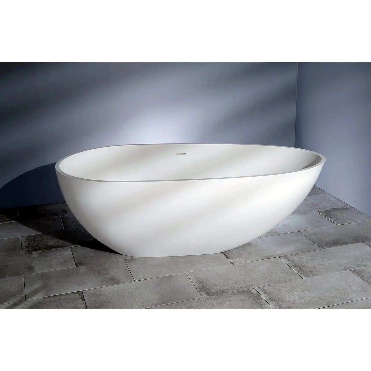 Kingston Brass Aqua Eden Arcticstone 67" x 34" Matte White Solid Surface Stone Freestanding Bathtub With Drain and Overflow