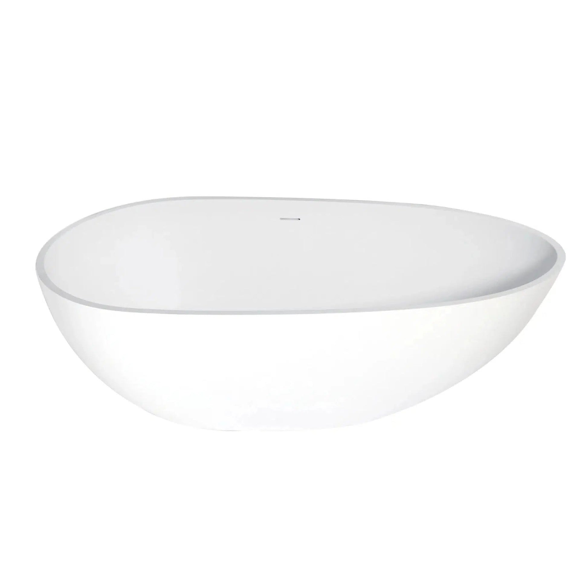 Kingston Brass Aqua Eden Arcticstone 67" x 34" Matte White Solid Surface Stone Freestanding Bathtub With Drain and Overflow