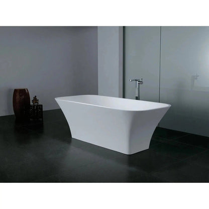 Kingston Brass Aqua Eden Arcticstone 69" x 33" Matte White Solid Surface Stone Freestanding Bathtub With Drain and Overflow