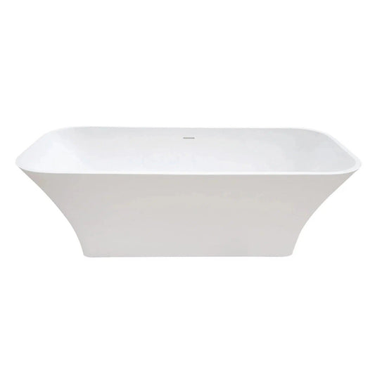 Kingston Brass Aqua Eden Arcticstone 69" x 33" Matte White Solid Surface Stone Freestanding Bathtub With Drain and Overflow