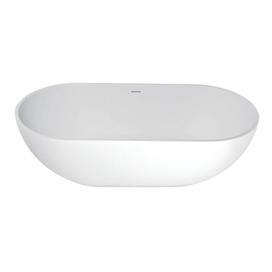 Kingston Brass Aqua Eden Arcticstone 70" x 35" Matte White Solid Surface Stone Freestanding Bathtub With Drain And Overflow