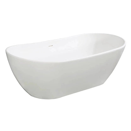 Kingston Brass Aqua Eden Arcticstone 71" x 32" Matte White Solid Surface Stone Freestanding Bathtub With Drain and Overflow