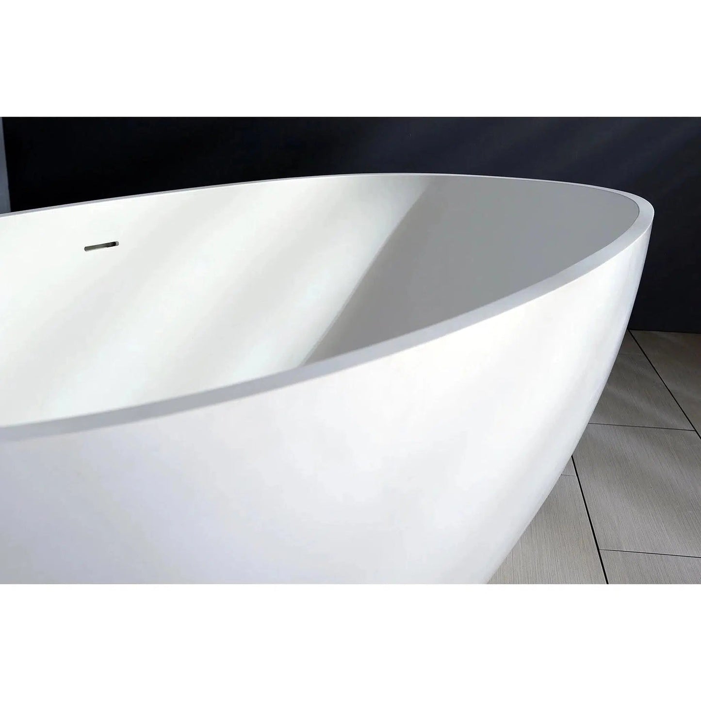 Kingston Brass Aqua Eden Arcticstone VRTRS653123 65" x 31" Matte White Solid Surface Stone Freestanding Bathtub With Drain and Overflow