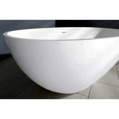 Kingston Brass Aqua Eden Arcticstone VRTRS653123 65" x 31" Matte White Solid Surface Stone Freestanding Bathtub With Drain and Overflow