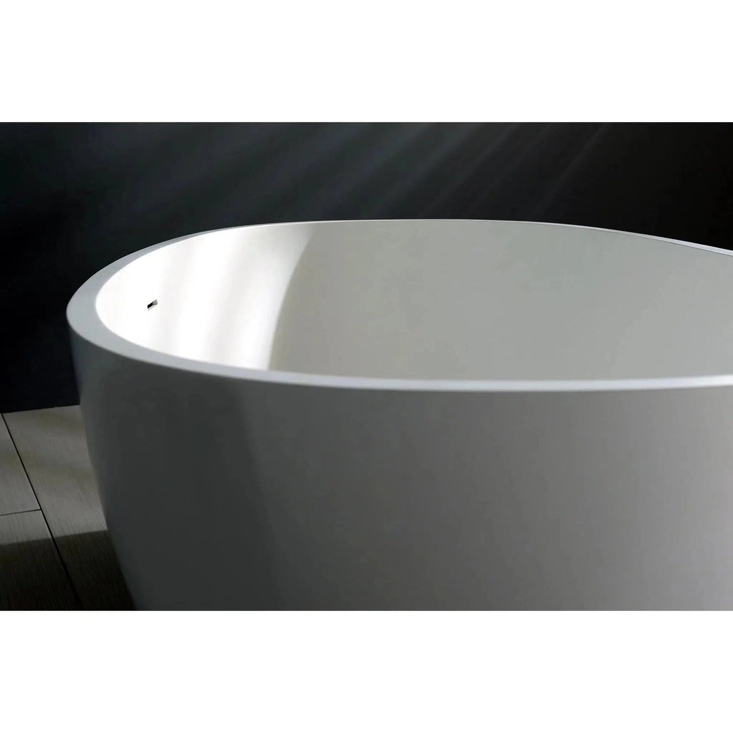 Kingston Brass Aqua Eden Arcticstone VRTRS653123 65" x 31" Matte White Solid Surface Stone Freestanding Bathtub With Drain and Overflow