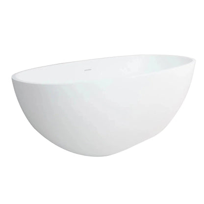 Kingston Brass Aqua Eden Arcticstone VRTRS653123 65" x 31" Matte White Solid Surface Stone Freestanding Bathtub With Drain and Overflow