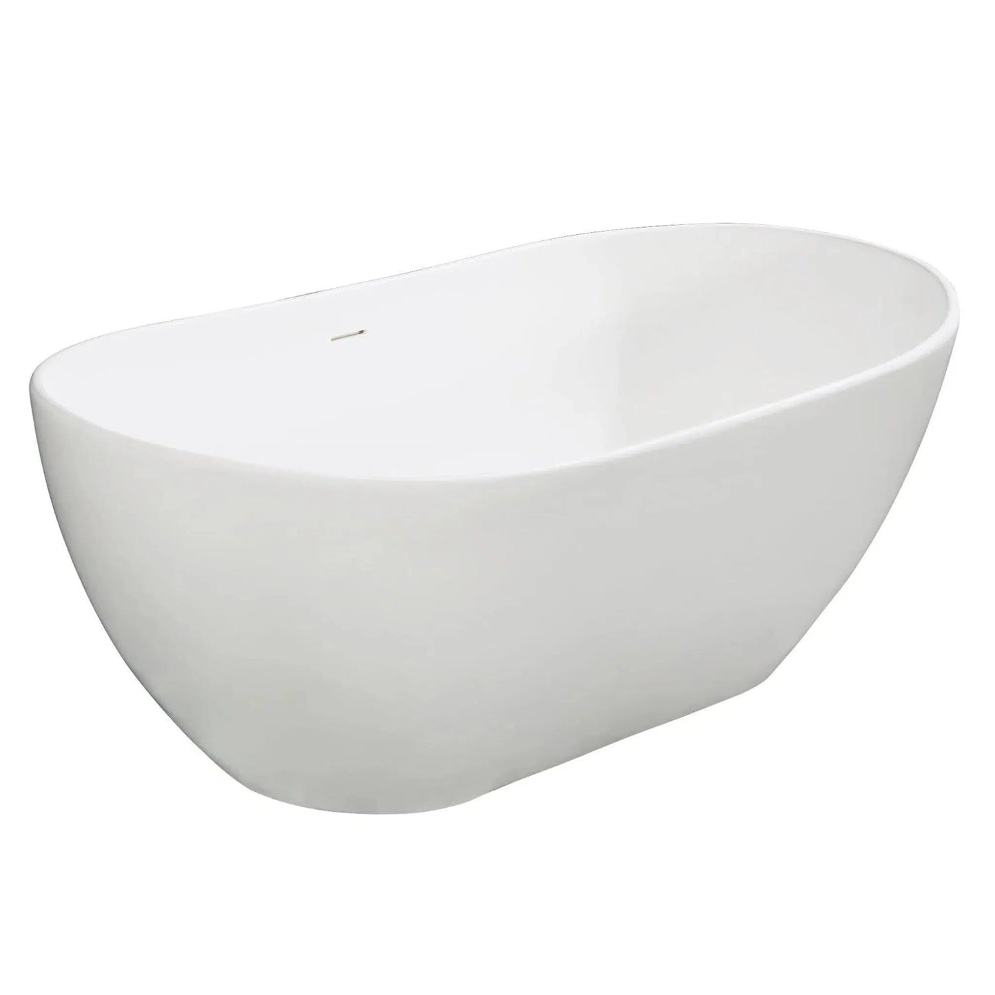 Kingston Brass Aqua Eden Arcticstone VRTRS653224 65" x 32" Matte White Solid Surface Stone Freestanding Bathtub With Drain and Overflow