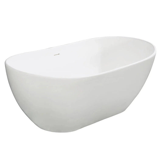 Kingston Brass Aqua Eden Arcticstone VRTRS653224 65" x 32" Matte White Solid Surface Stone Freestanding Bathtub With Drain and Overflow