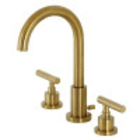 Kingston Brass FSC8923CML Manhattan Widespread Bathroom Faucet with Brass Pop-Up, Brushed Brass