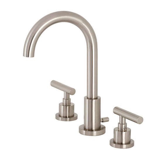 Kingston Brass FSC8928CML Manhattan Widespread Bathroom Faucet with Brass Pop-Up, Brushed Nickel