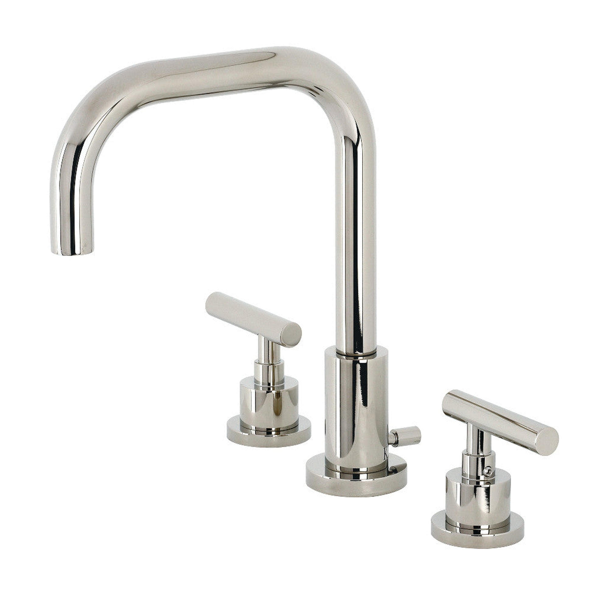Kingston Brass FSC8939CML Manhattan Widespread Bathroom Faucet with Brass Pop-Up, Polished Nickel