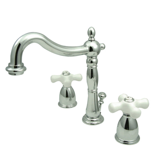 Kingston Brass KB1971PX Heritage Widespread Bathroom Faucet with Plastic Pop-Up, Polished Chrome