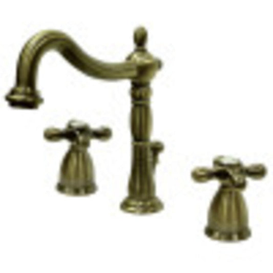 Kingston Brass KB1973AX Heritage Widespread Bathroom Faucet with Brass Pop-Up, Antique Brass