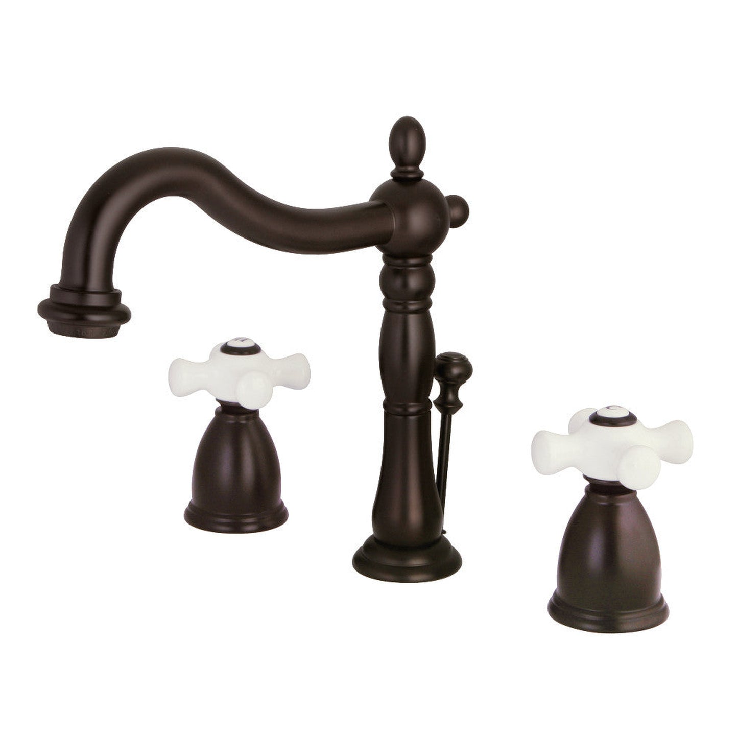 Kingston Brass KB1975PX Heritage Widespread Bathroom Faucet with Plastic Pop-Up, Oil Rubbed Bronze