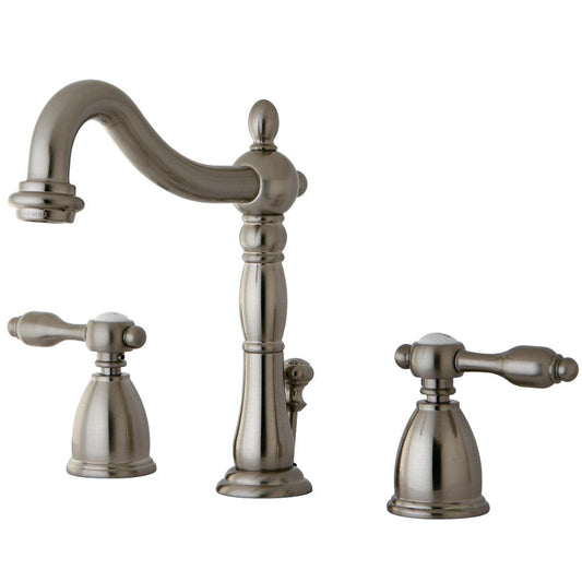 Kingston Brass KB1978TAL Tudor Widespread Bathroom Faucet with Plastic Pop-Up, Brushed Nickel
