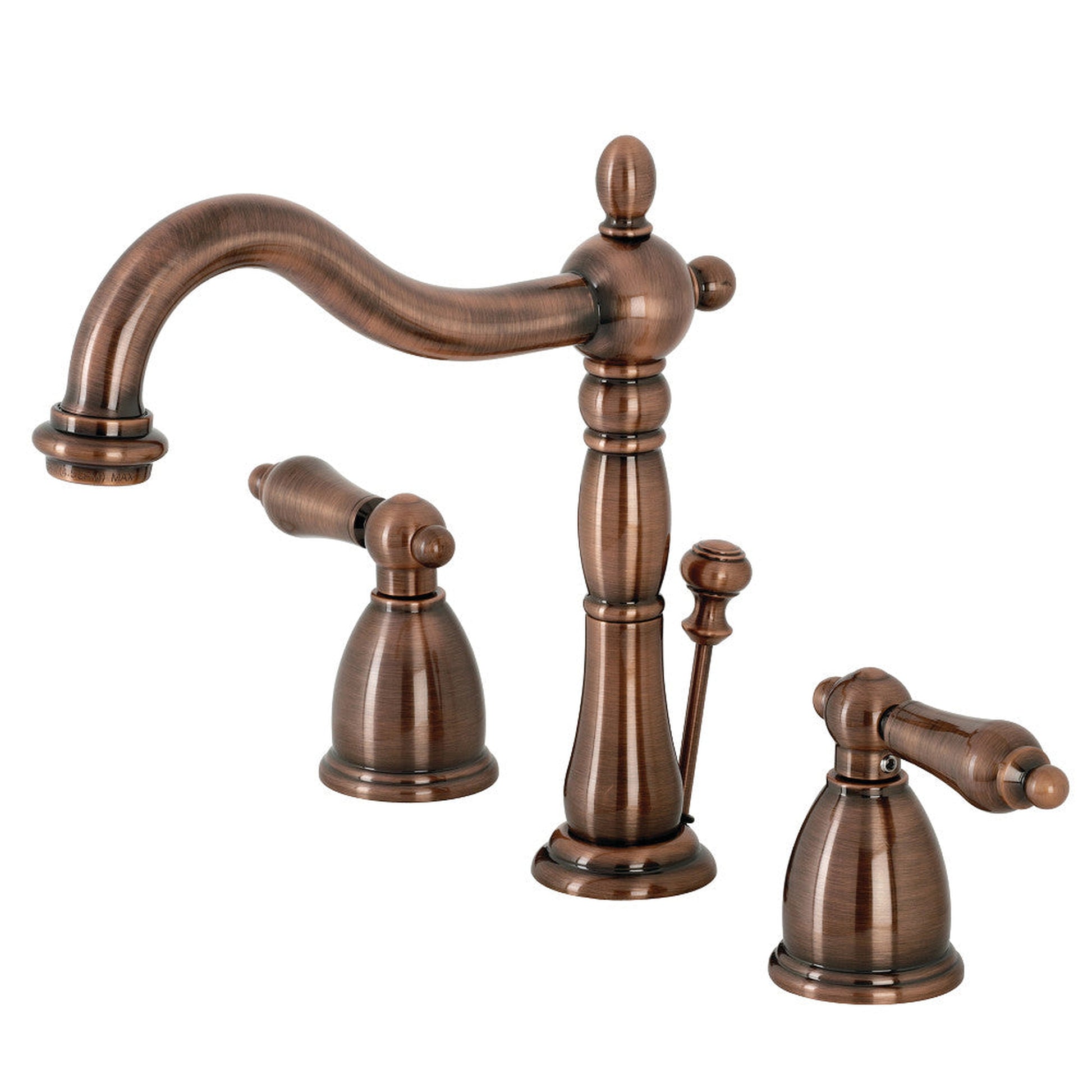 Kingston Brass KB197ALAC Heritage Widespread Bathroom Faucet with Brass Pop-Up, Antique Copper