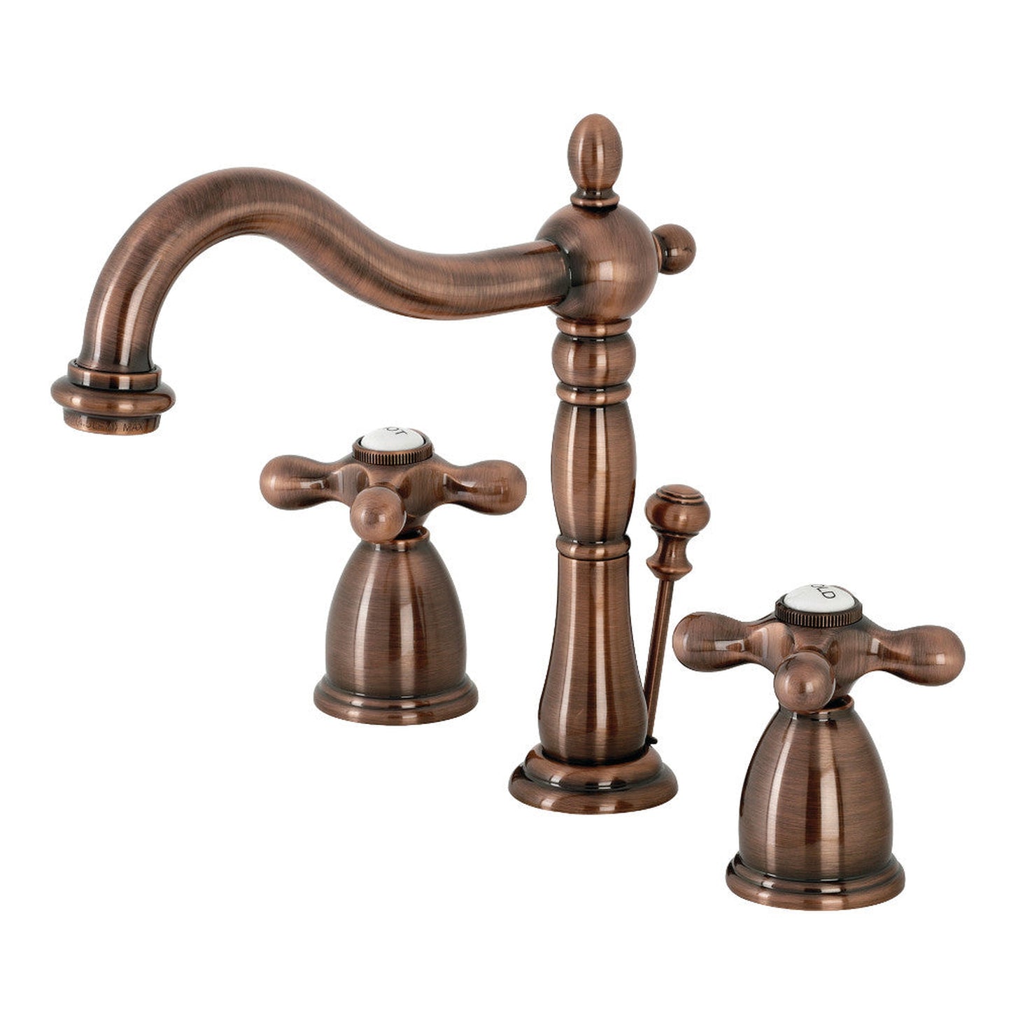 Kingston Brass KB197AXAC Heritage Widespread Bathroom Faucet with Brass Pop-Up, Antique Copper