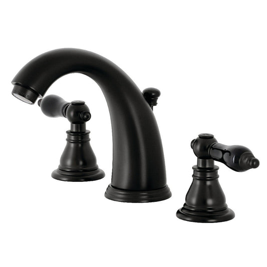 Kingston Brass KB980AKL Duchess Widespread Bathroom Faucet with Plastic Pop-Up, Matte Black