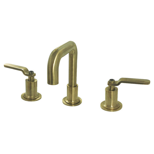Kingston Brass KS142KLAB Whitaker Widespread Bathroom Faucet with Push Pop-Up, Antique Brass