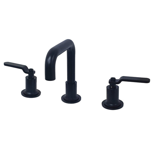 Kingston Brass KS142KLMB Whitaker Widespread Bathroom Faucet with Push Pop-Up, Matte Black