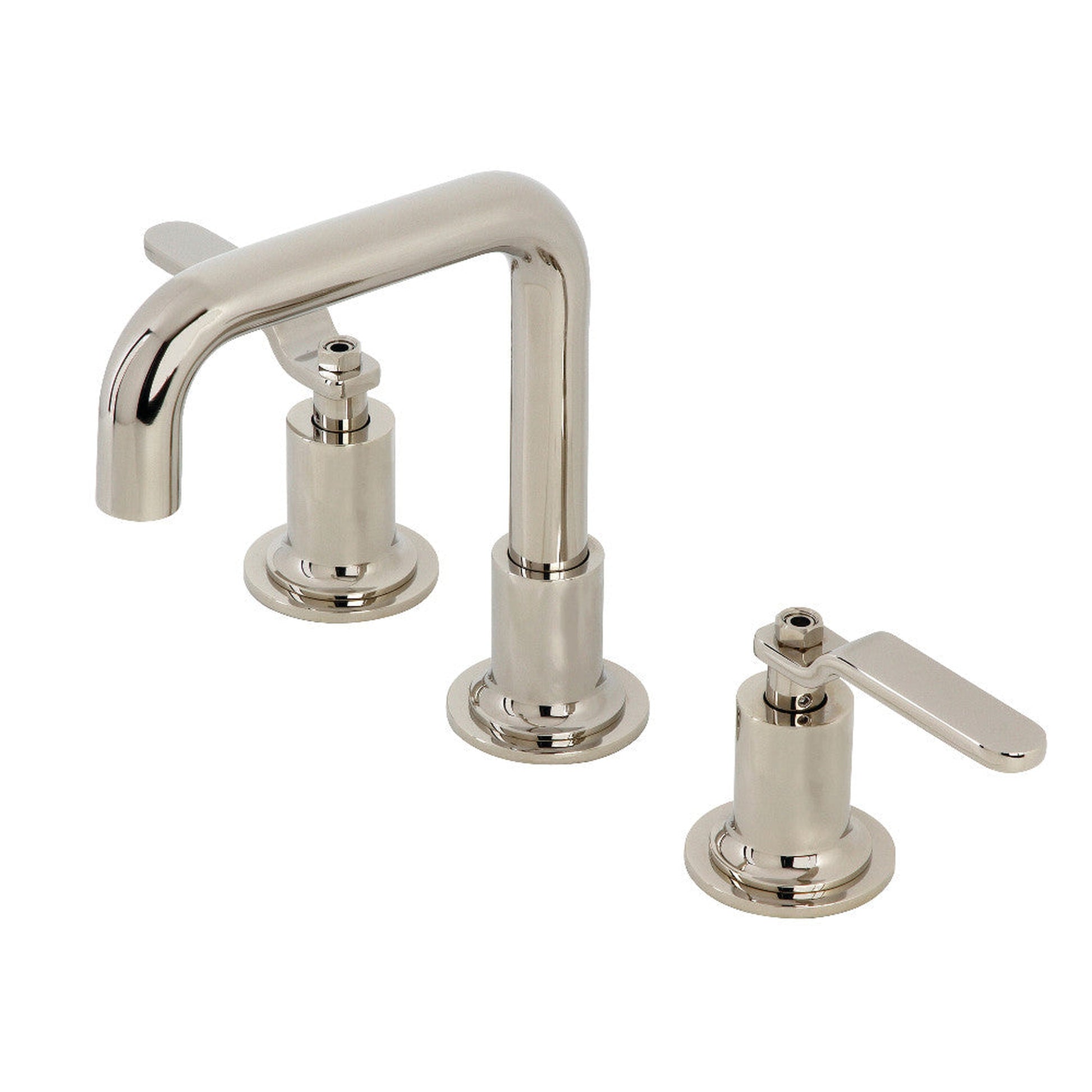 Kingston Brass KS142KLPN Whitaker Widespread Bathroom Faucet with Push Pop-Up, Polished Nickel