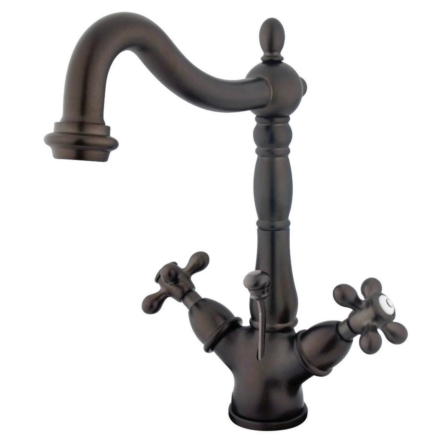 Kingston Brass KS1435AX Heritage Two-Handle Bathroom Faucet with Brass Pop-Up and Cover Plate, Oil Rubbed Bronze