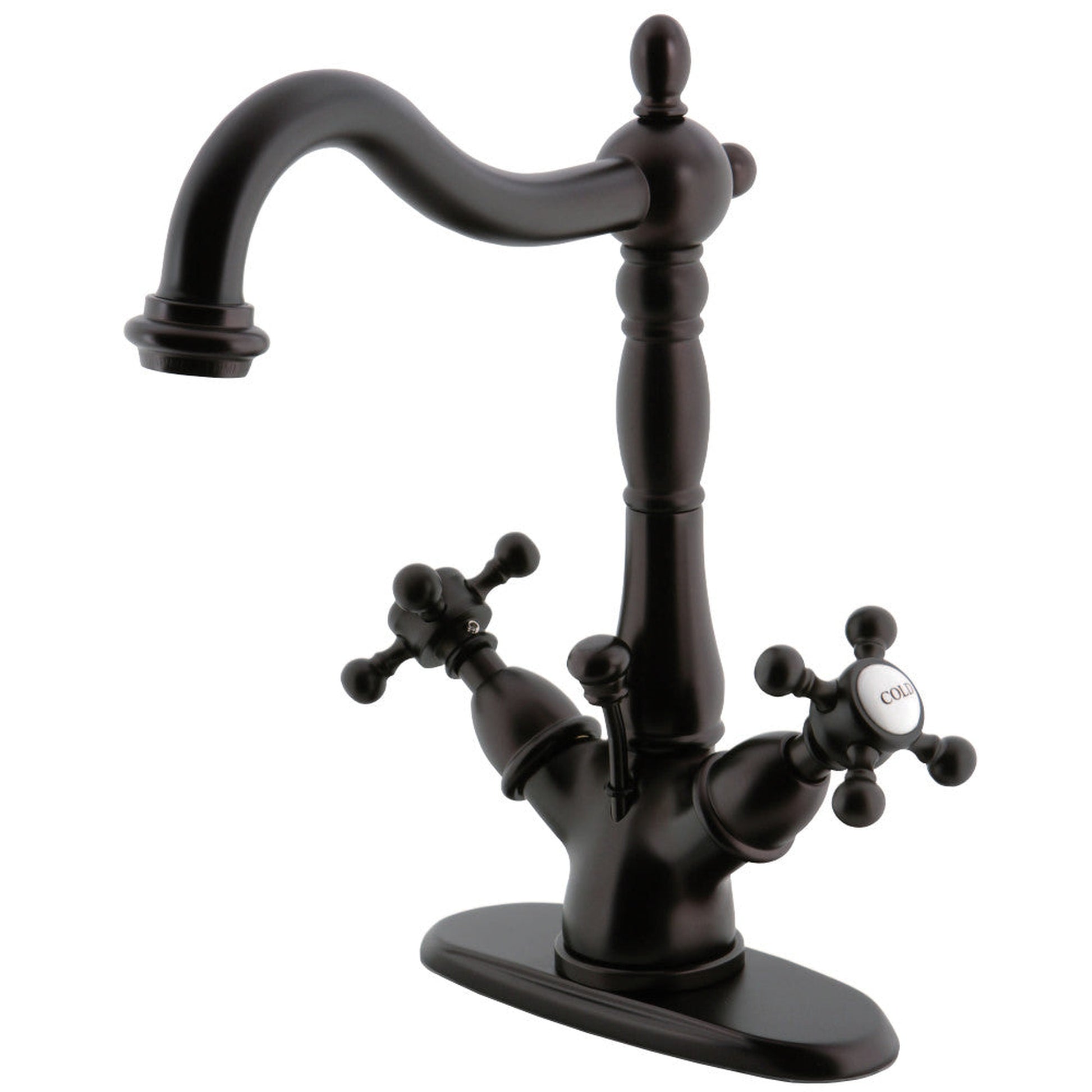 Kingston Brass KS1435BX Vintage Two-Handle Bathroom Faucet with Brass Pop-Up and Cover Plate, Oil Rubbed Bronze