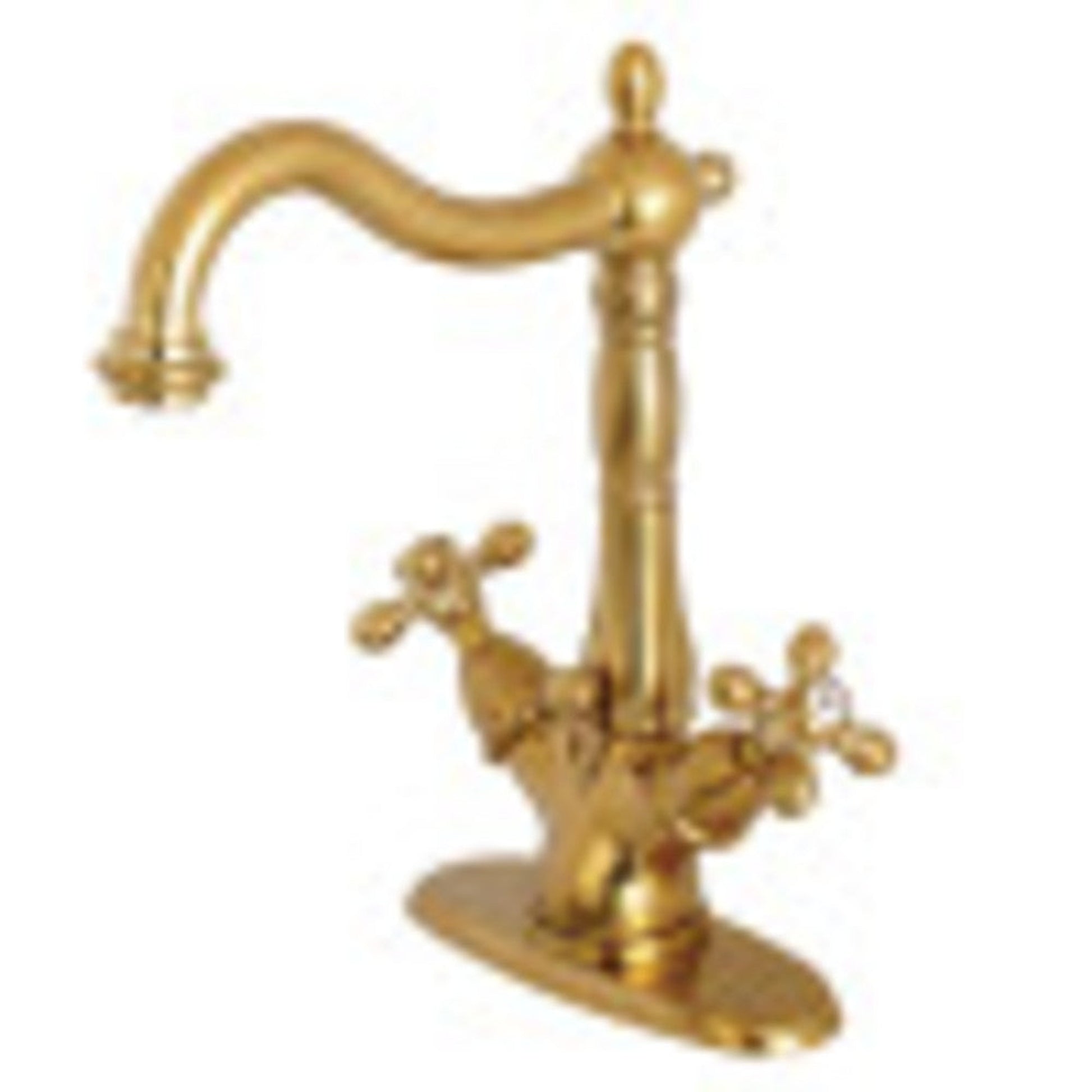 Kingston Brass KS1437AX Heritage Two-Handle Bathroom Faucet with Brass Pop-Up and Cover Plate, Brushed Brass