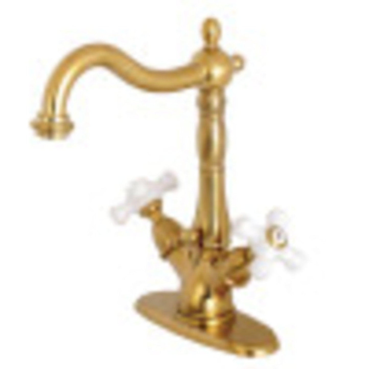 Kingston Brass KS1437PX Heritage Two-Handle Bathroom Faucet with Brass Pop-Up and Cover Plate, Brushed Brass