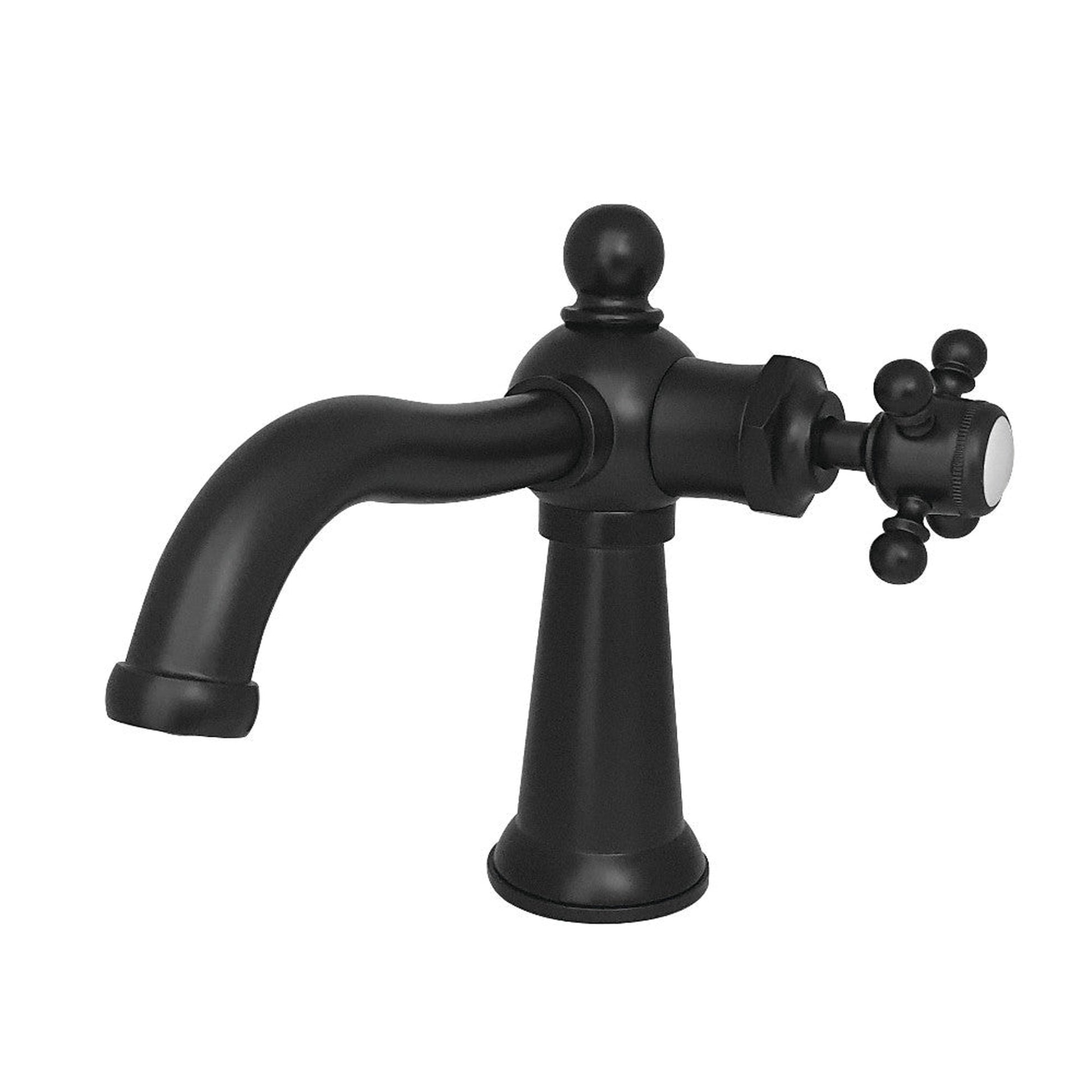 Kingston Brass KS154BXMB Nautical Single-Handle Bathroom Faucet with Push Pop-Up, Matte Black