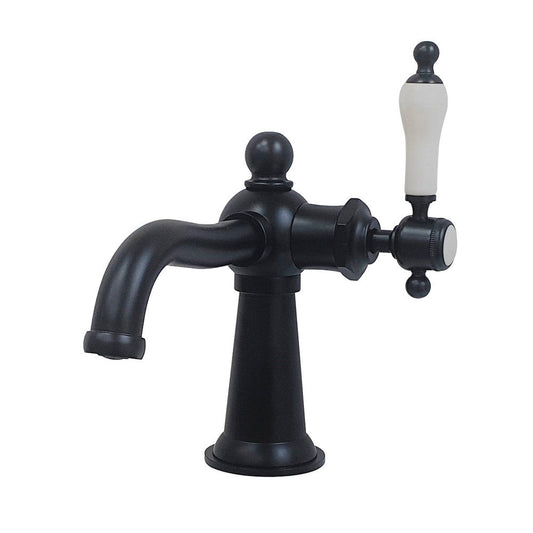 Kingston Brass KS154KLMB Nautical Single-Handle Bathroom Faucet with Push Pop-Up, Matte Black