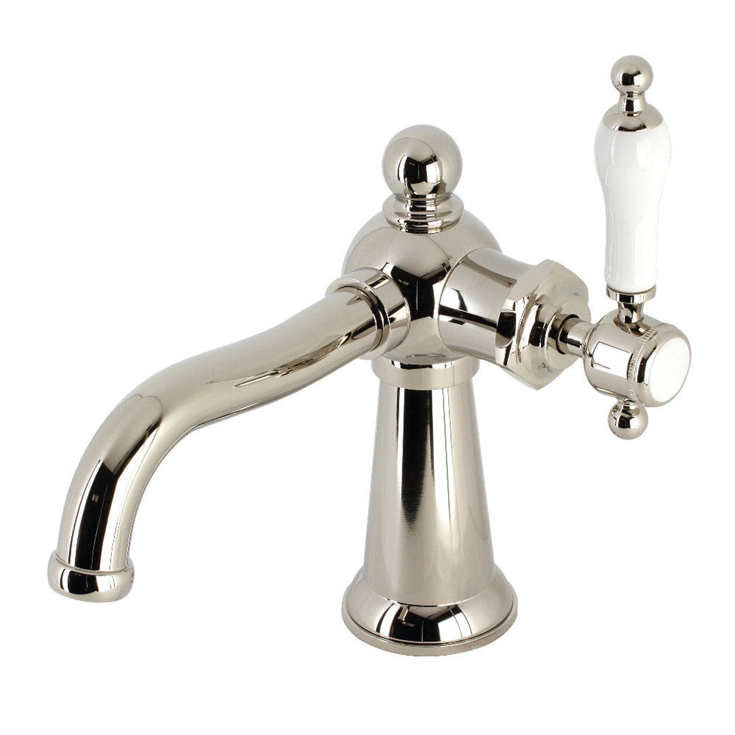 Kingston Brass KS154KLPN Nautical Single-Handle Bathroom Faucet with Push Pop-Up, Polished Nickel