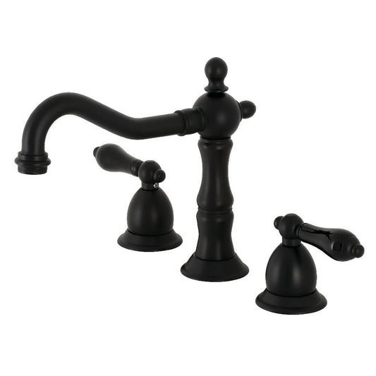 Kingston Brass KS1970PKL Duchess Widespread Bathroom Faucet with Brass Pop-Up, Matte Black