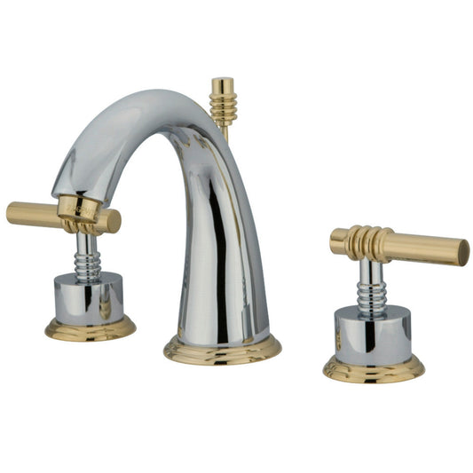 Kingston Brass KS2964ML 8 in. Widespread Bathroom Faucet, Polished Chrome/Polished Brass