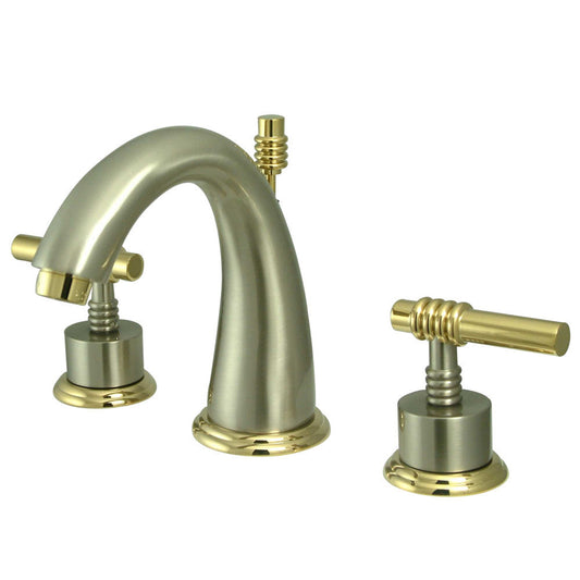 Kingston Brass KS2969ML 8 in. Widespread Bathroom Faucet, Brushed Nickel/Polished Brass