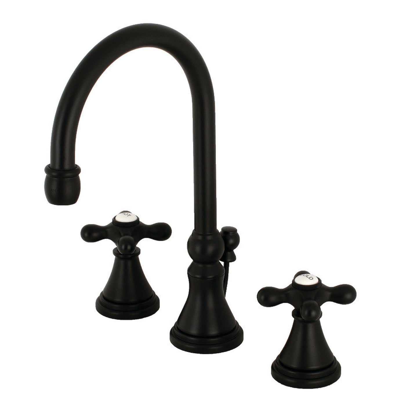 Kingston Brass KS2980AX Governor Widespread Bathroom Faucet with Brass Pop-Up, Matte Black