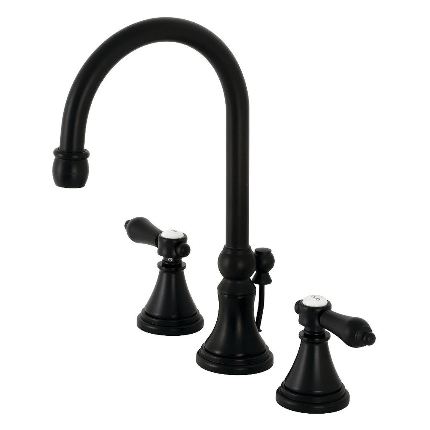 Kingston Brass KS2980BAL Heirloom Widespread Bathroom Faucet with Brass Pop-Up, Matte Black