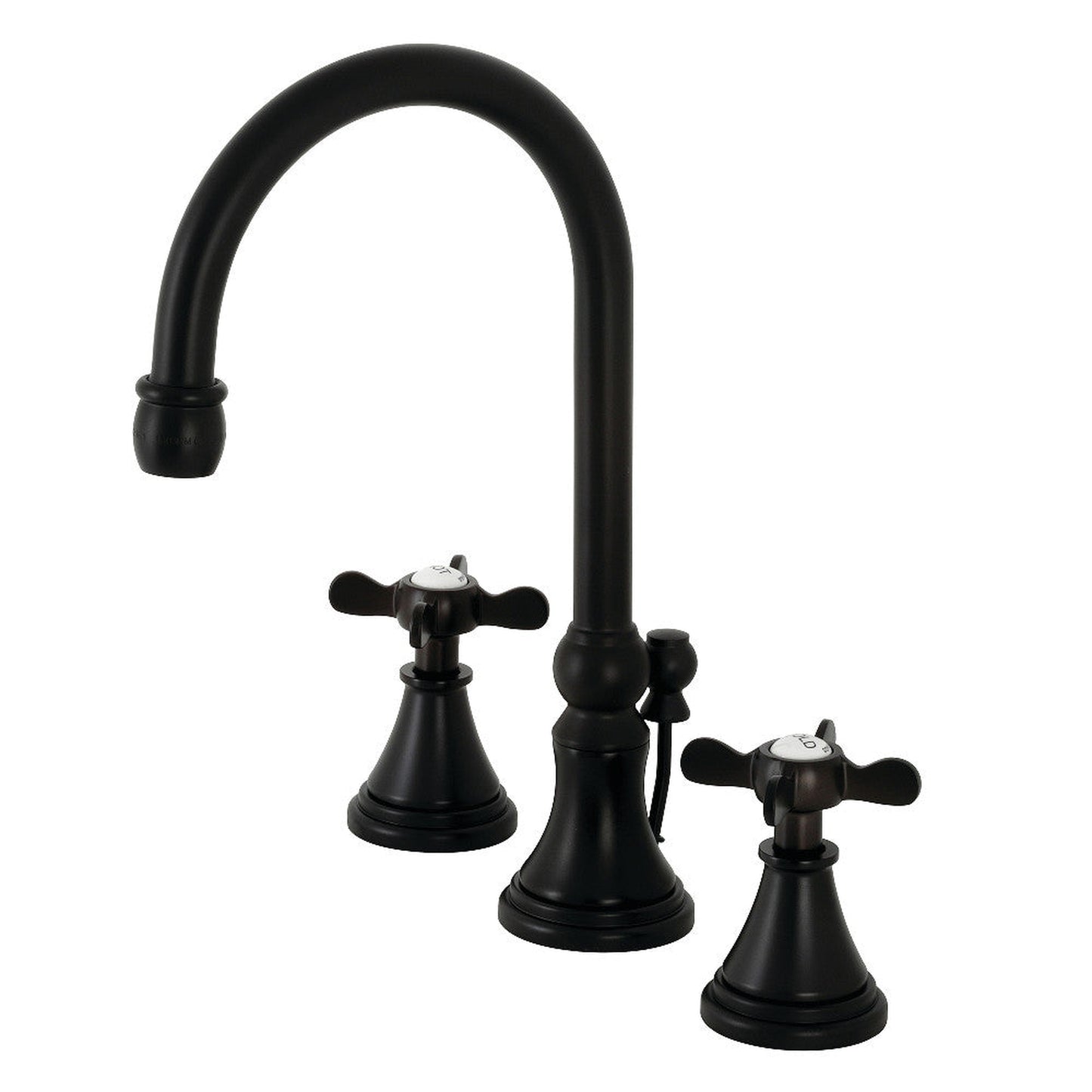 Kingston Brass KS2980BEX Essex Widespread Bathroom Faucet with Brass Pop-Up, Matte Black