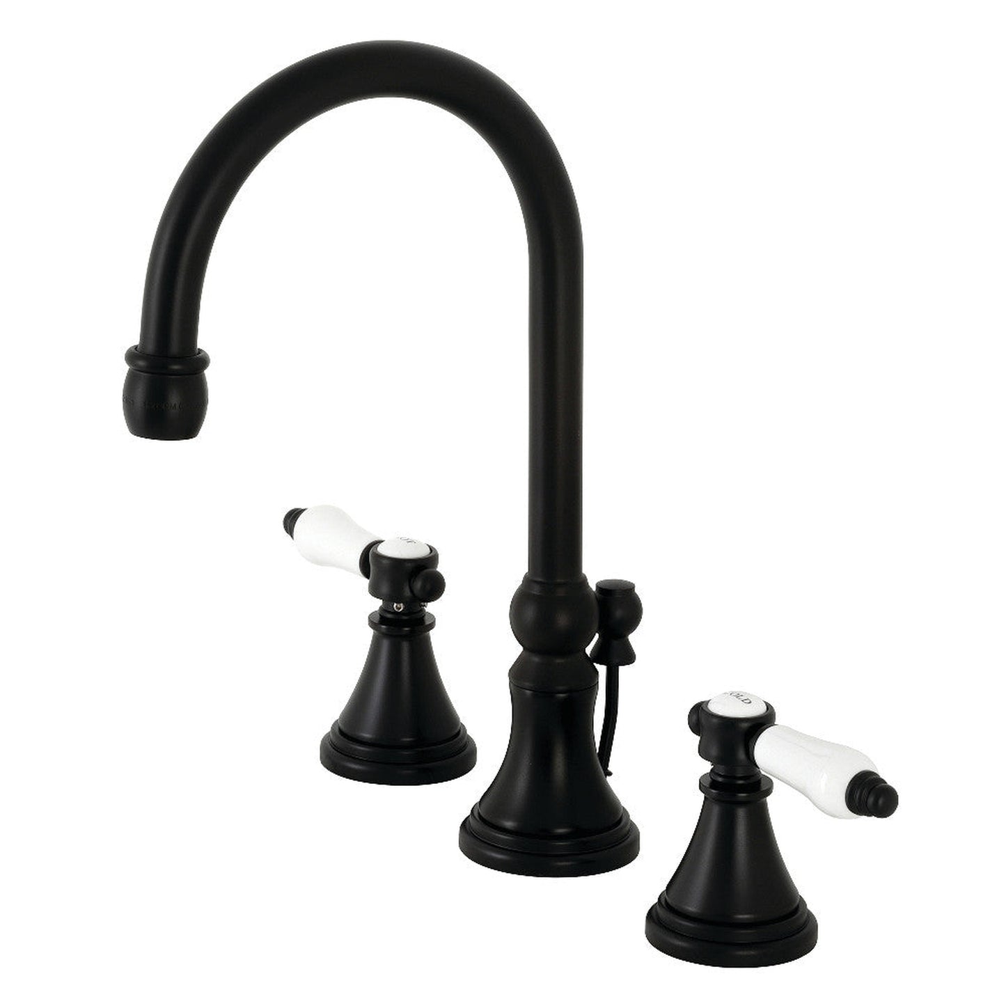 Kingston Brass KS2980BPL Bel-Air Widespread Bathroom Faucet with Brass Pop-Up, Matte Black