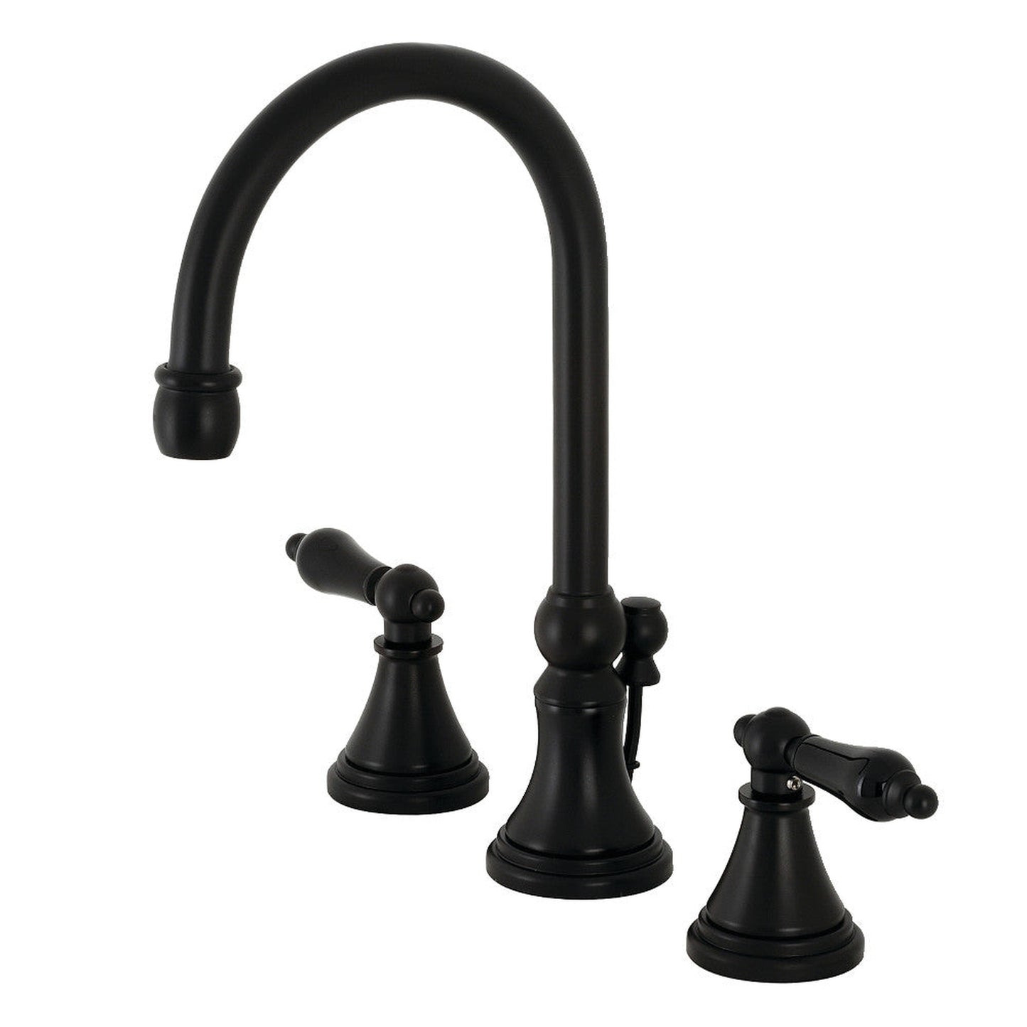 Kingston Brass KS2980PKL Duchess Widespread Bathroom Faucet with Brass Pop-Up, Matte Black