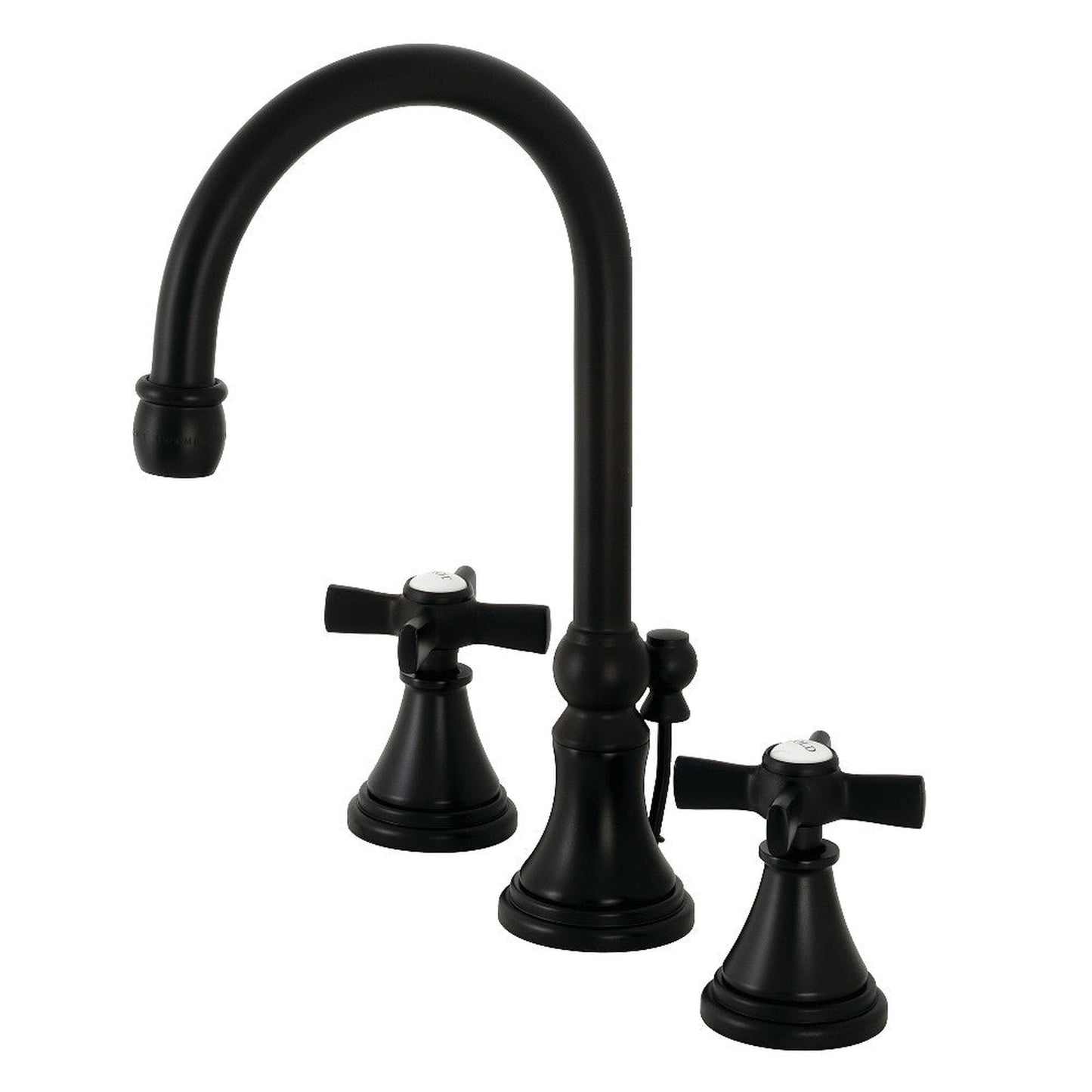 Kingston Brass KS2980ZX Millennium Widespread Bathroom Faucet with Brass Pop-Up, Matte Black